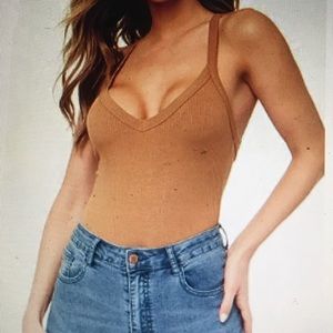 Ribbed crisscross bodysuit